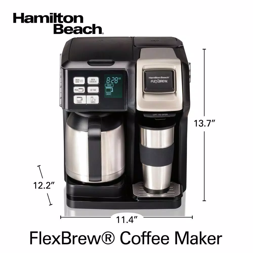Hamilton Beach FlexBrew 2-Way 10-Cup Drip Coffee Maker with Thermal Carafe and Single-Serve Side, Black