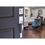 Copper Creek Craftsman Polished Stainless Steel Front Door Handleset with Remi Lever Trim thumbnail 5