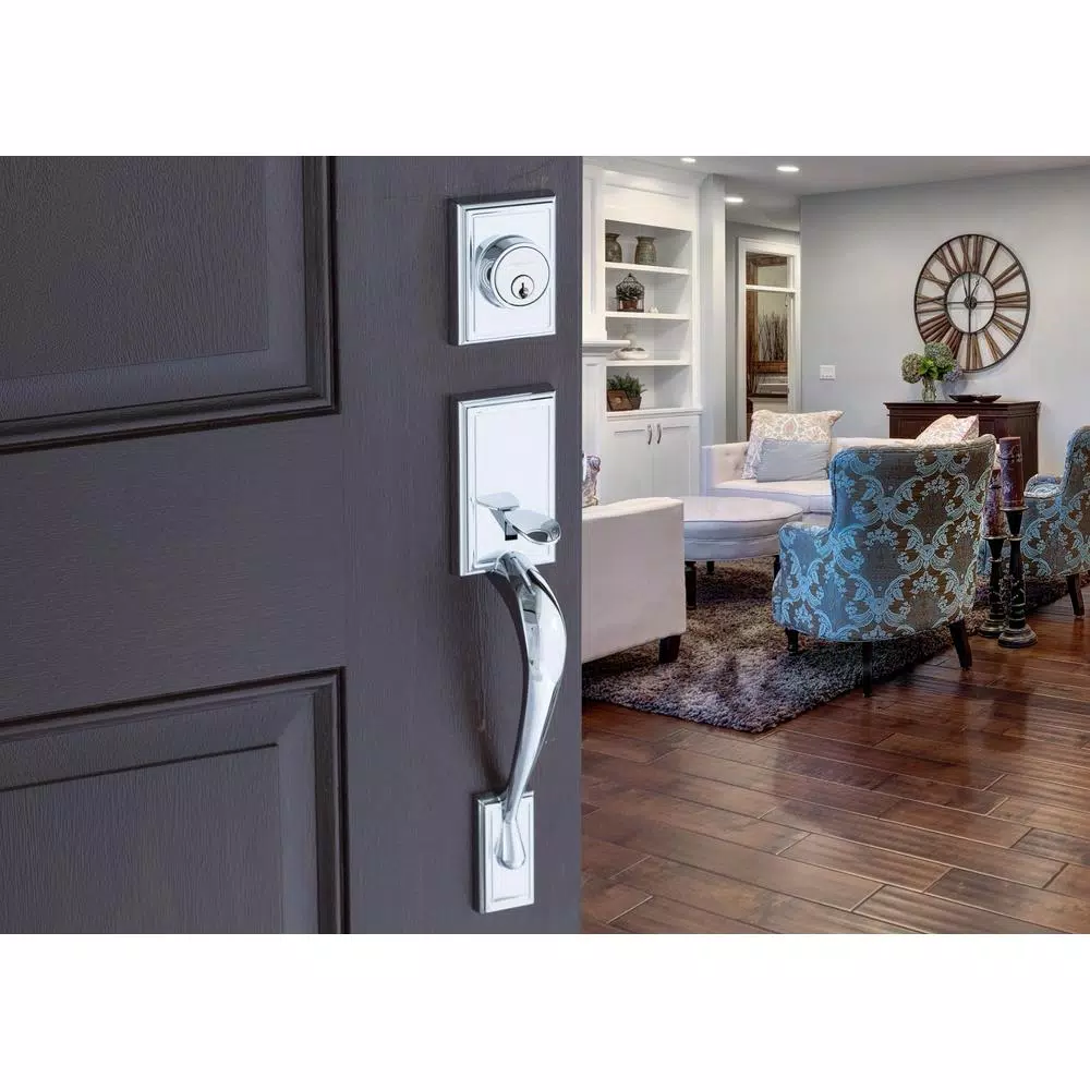 Copper Creek Craftsman Polished Stainless Steel Front Door Handleset with Remi Lever Trim