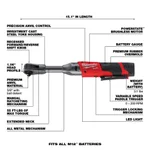 Milwaukee M12 FUEL 12V Brushless Cordless 3/8 in. Extended Reach Ratchet Kit with 2.0 Ah Battery thumbnail 4