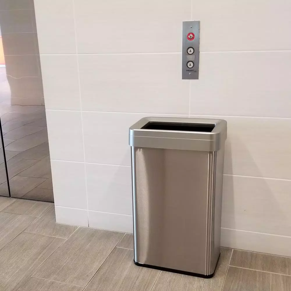 iTouchless 18 Gal. Stainless Steel Slim Open Top Commercial Trash Can with Dual Odor Filters