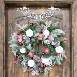 Village Lighting Company 30 in. Frosted Wonderland Pre-Lit LED Christmas Wreath - Red and White Candycane Design thumbnail 5