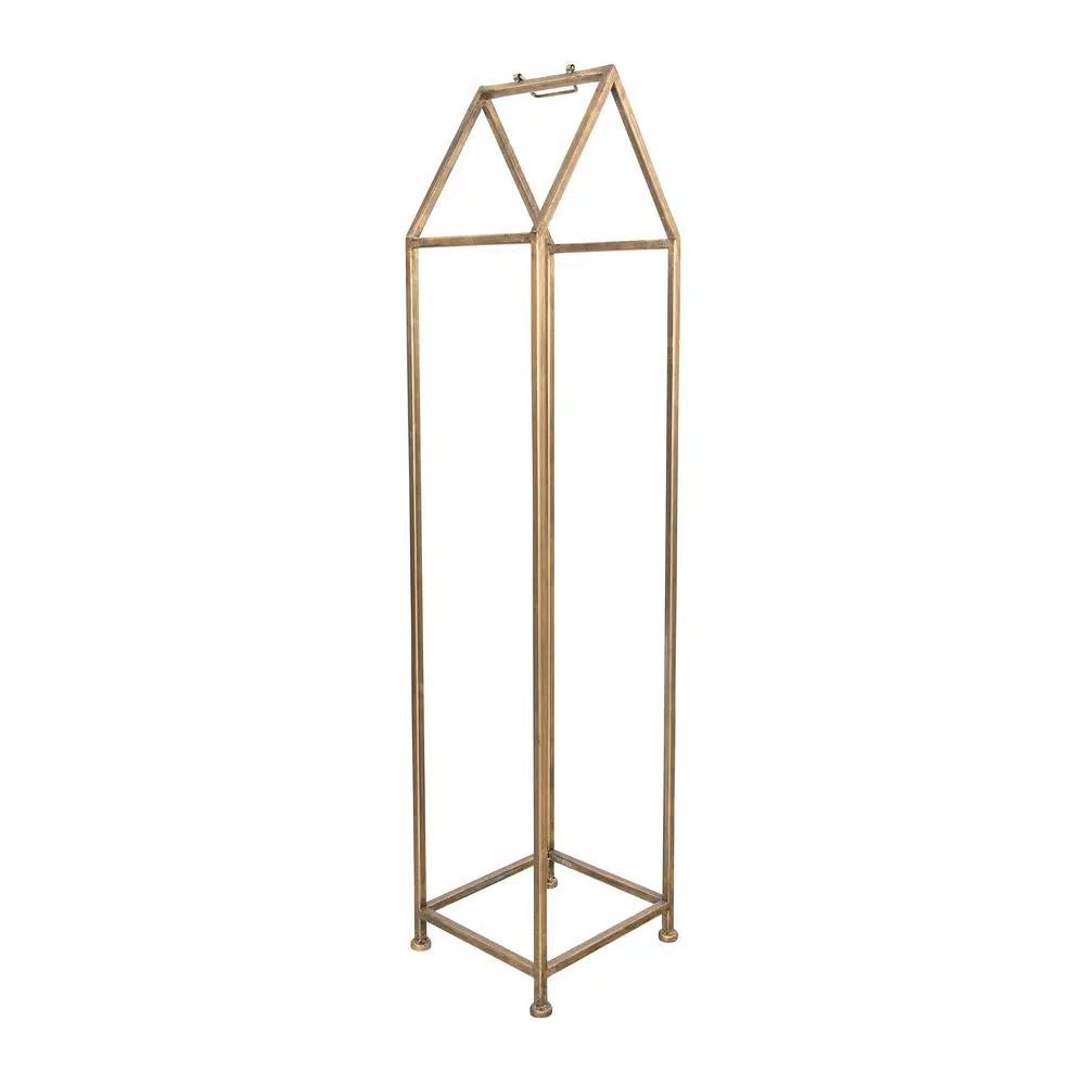 3R Studios Modern Gold House Shaped Metal Firewood Holder - Tall Vertical Wood Storage Rack