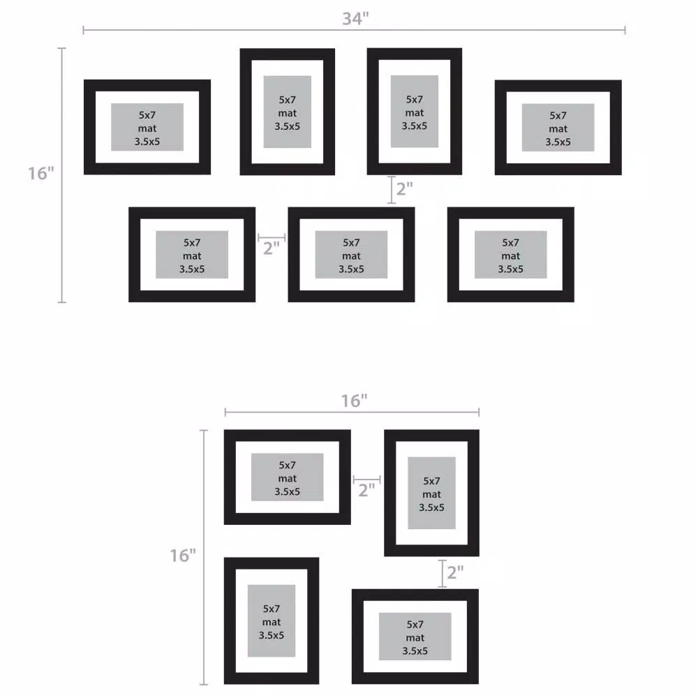 DesignOvation Gallery Rustic Brown Wood Picture Frame Set, 4-Pack, Fits 3.5x5 in. with Mat or 5x7 in. Without Mat