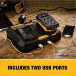 DEWALT DCB102 12V/20V MAX Lithium-Ion Dual Port Jobsite Charging Station with 2 USB Ports thumbnail 3