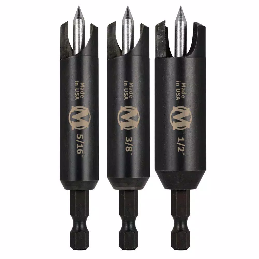 Montana Brand Self-Centering Plug Cutter Set, 3-Piece, 5/16 in., 3/8 in., 1/2 in.