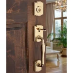 Baldwin Prestige Wesley Single Cylinder Door Handleset with Alcott Knob, Lifetime Polished Brass thumbnail 8