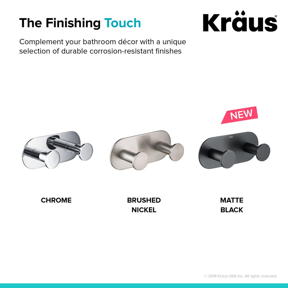 KRAUS Elie Double Robe and Towel Hook, Matte Black