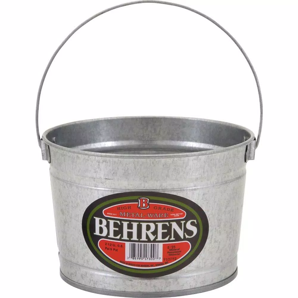 Behrens 5 Qt. Galvanized Steel Utility Pail, Silver Metal Bucket with Capacity Markings
