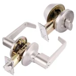 Toledo Fine Locks Segovia Single Cylinder Deadbolt and Keyed Lever Combo Set, Satin Nickel thumbnail 1