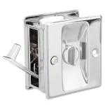 Prime-Line Polished Chrome Pocket Door Privacy Lock and Pull, Reversible Design thumbnail 2
