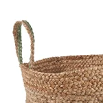 LR Home Wise Braided Natural Jute Decorative Basket with Handles, Green/Beige thumbnail 3