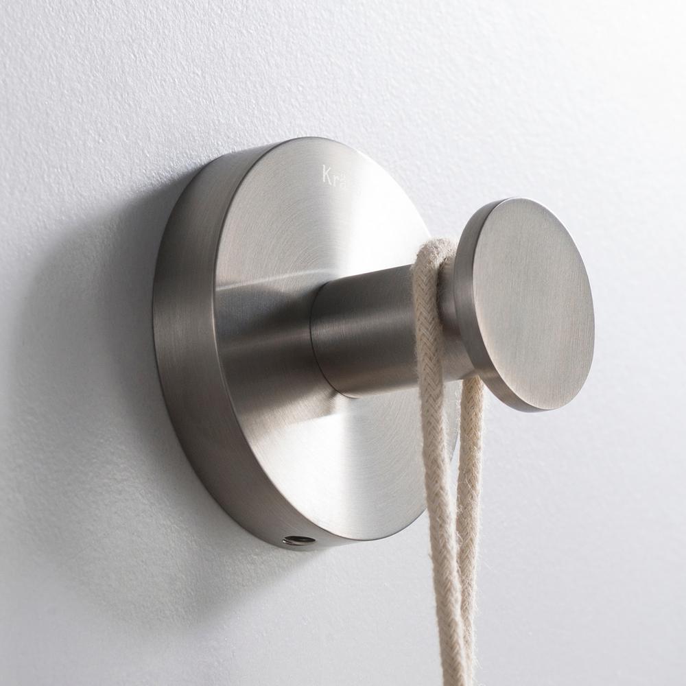 KRAUS Elie Bathroom Robe and Towel Hook, Brushed Nickel