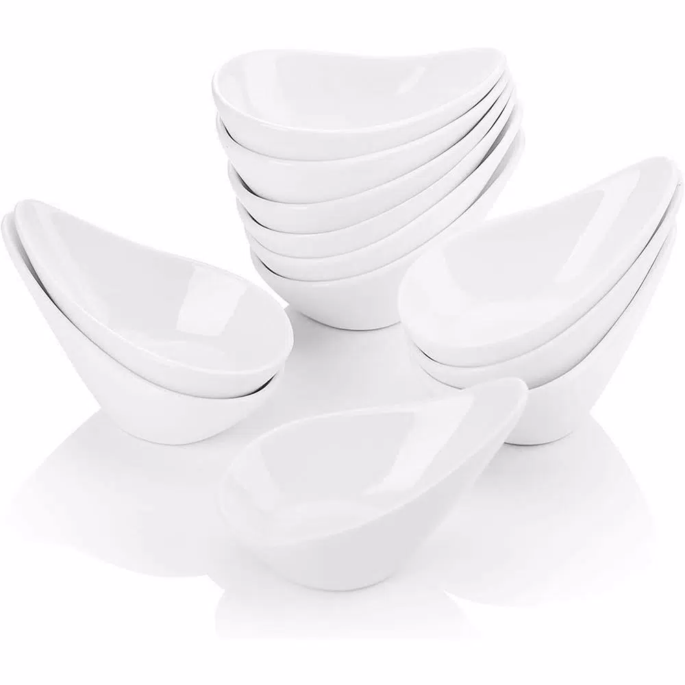 MALACASA 4.5 in. White Ceramic Ramekins Set of 12 - Porcelain Souffle and Creme Brulee Dishes