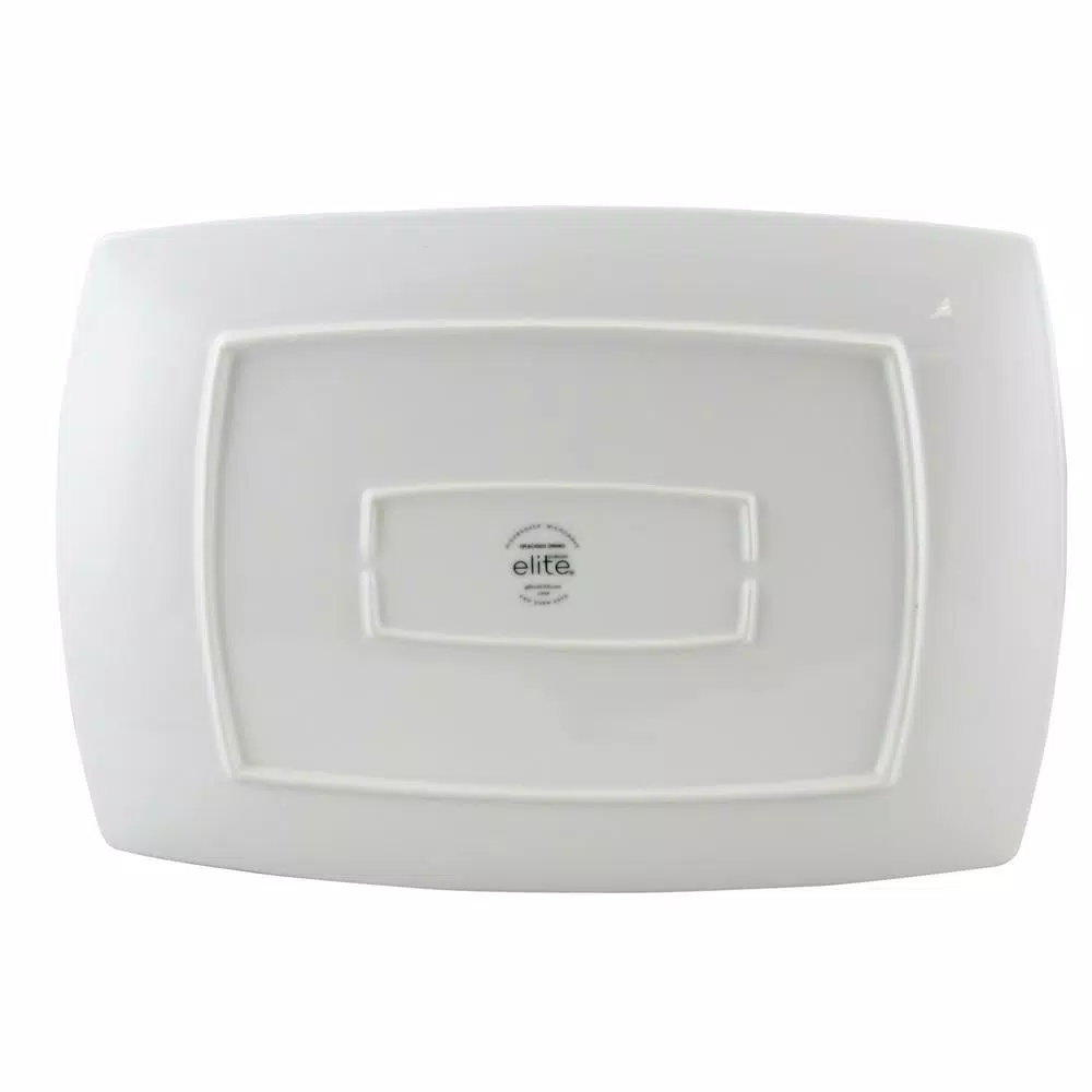 Gibson Gracious Dining White Ceramic Rectangular Serving Platter