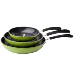 Ozeri Green Earth 3-Piece Aluminum Ceramic Nonstick Frying Pan Set, Green thumbnail 6