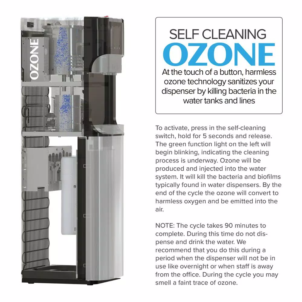 Brio Essential Series Bottleless Water Cooler, Tri-Temp Reverse Osmosis Filtration, Black & Stainless Steel