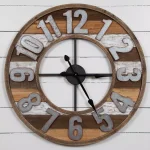 Pinnacle 33 in. Rustic Reclaimed Wood and Metal Round Wall Clock - Farmhouse Style thumbnail 1