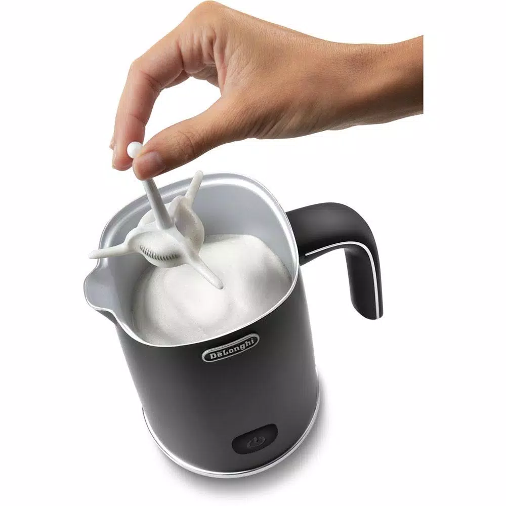DeLonghi De'Longhi EMF1BK Electric Milk Frother, Matte Black Metal, Hot and Cold Frothing