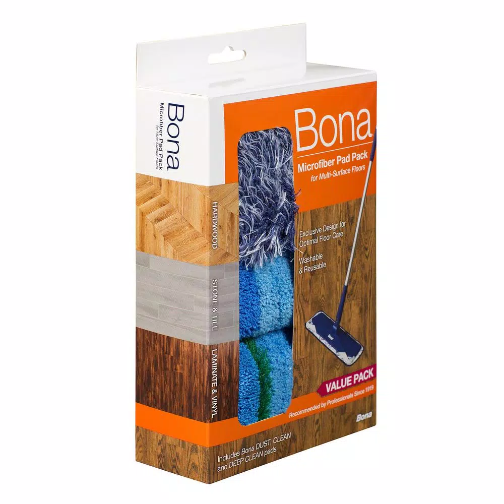 Bona Microfiber Wet/Dry Mop Refill Pad Multipack, 3-Pack
