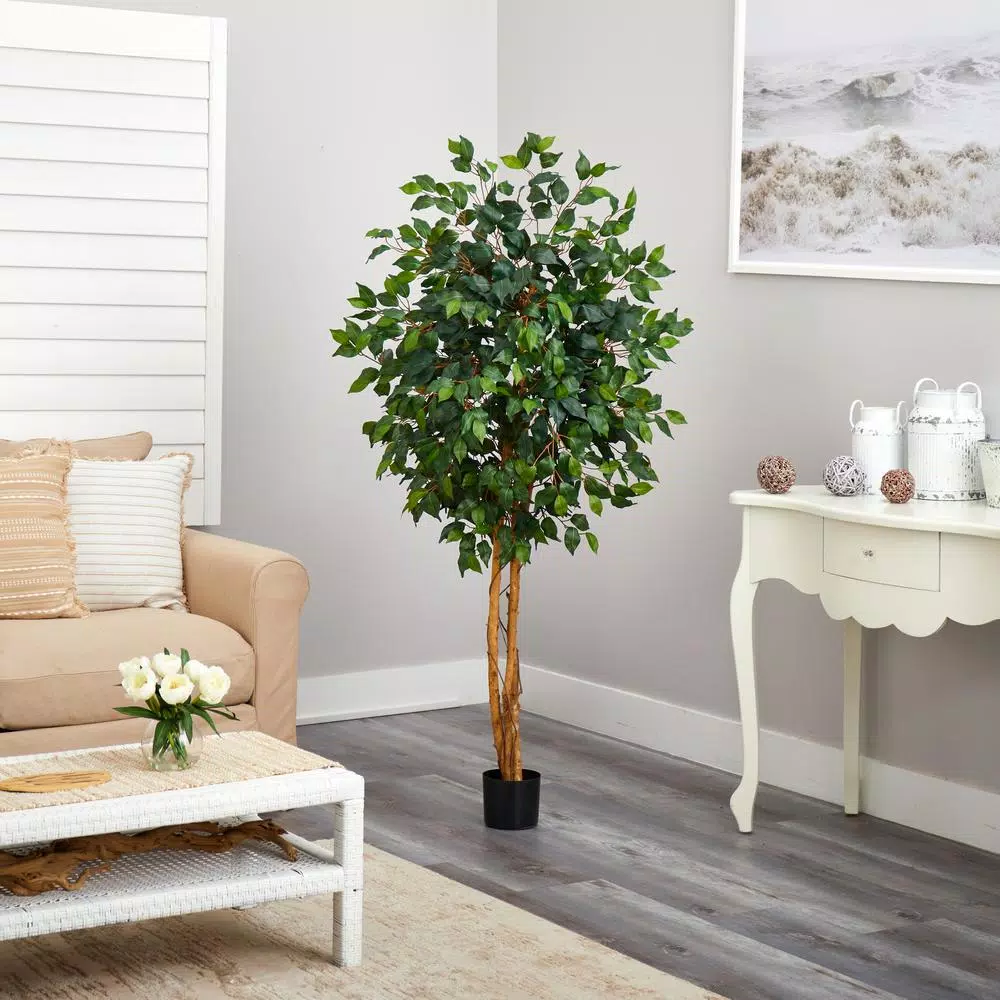 Nearly Natural 5 ft. Artificial Ficus Tree with Real Wood Trunks
