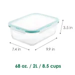 Lock & Lock Purely Better 68 oz. Borosilicate Glass Rectangular Food Storage Container thumbnail 3
