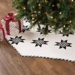 VHC Brands 60 in. Emmie Black and White Patchwork Farmhouse Christmas Tree Skirt thumbnail 4