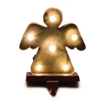 Glitzhome 7.48 in. Marquee LED Angel Stocking Holder - Festive Holiday Mantel Decor thumbnail 1