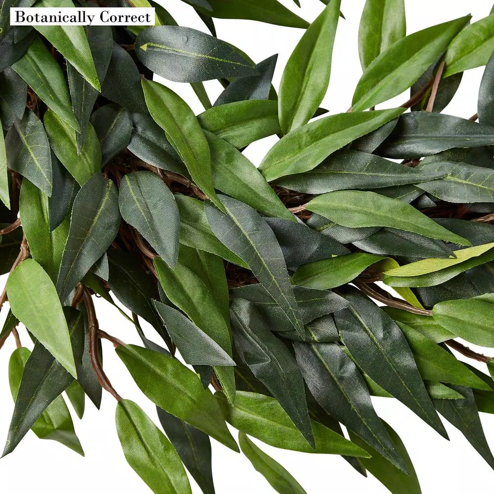 Pure Garden 22 in. Square Artificial Ficus Microphylla Leaf Wreath, Green