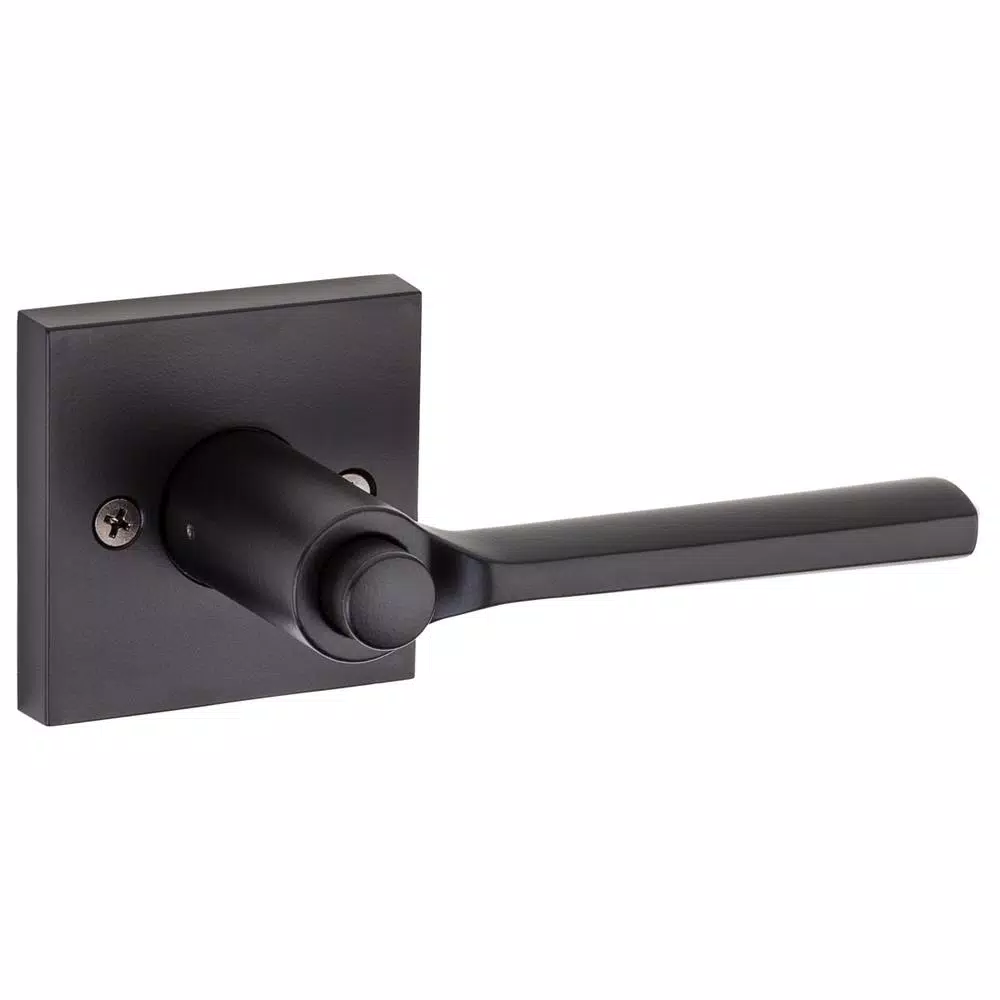 Kwikset Lisbon Signature Series Square Exterior Entry Door Lever, Iron Black, SmartKey Security