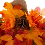 Glitzhome 20.28 in. Wooden Fall Pumpkin Decor with Floral Accents - Standing or Hanging thumbnail 2