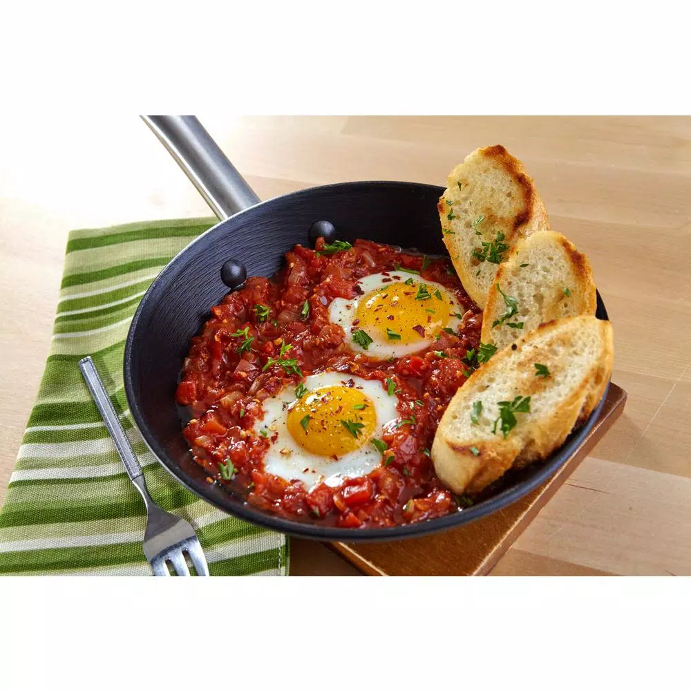 IMUSA 11 in. Light Cast Iron Frying Pan with Stainless Steel Handle, Preseasoned Black