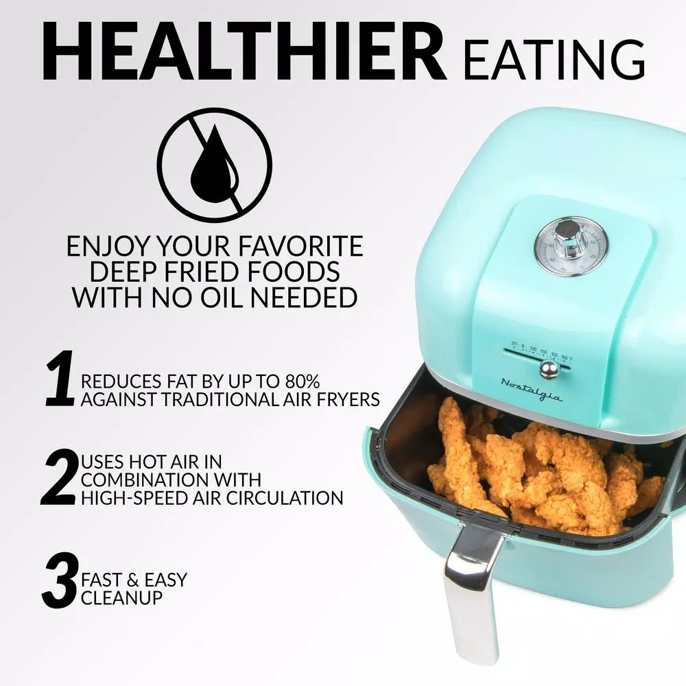 Nostalgia Classic Retro 7 Qt. Air Fryer, Aqua Blue