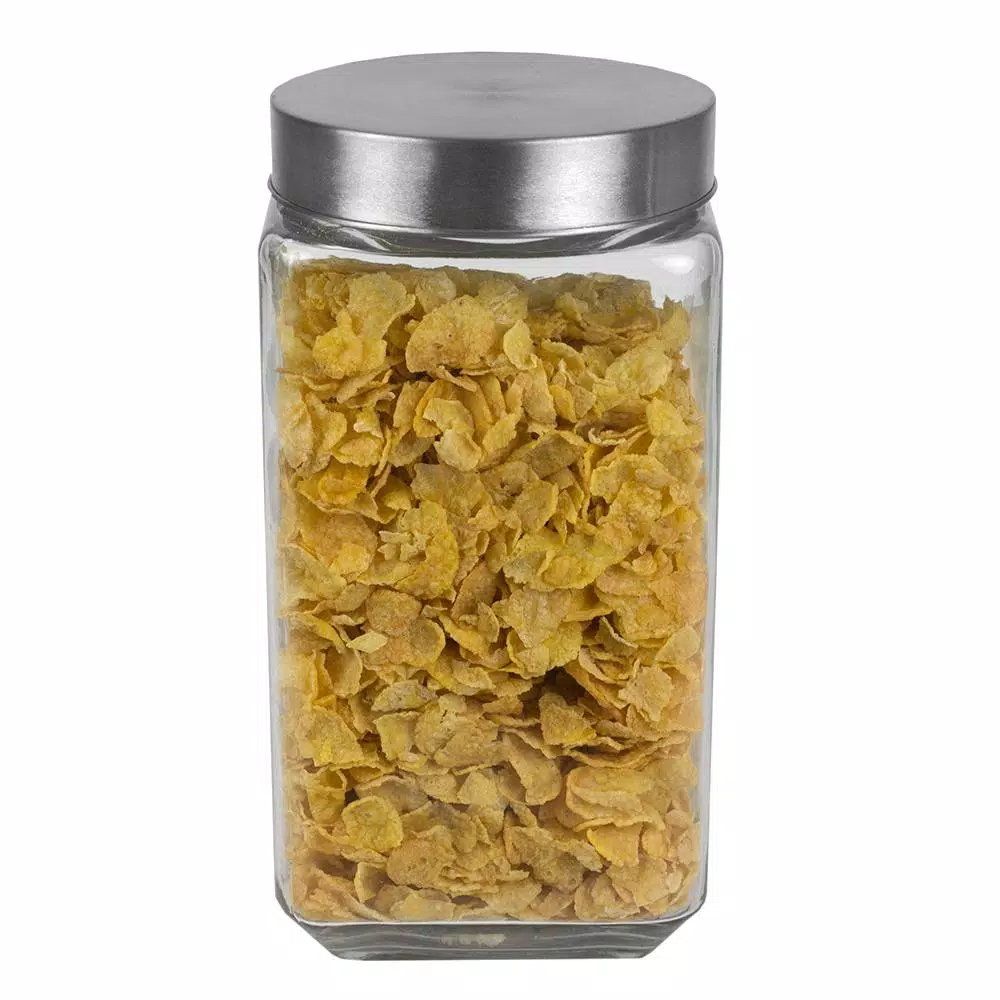 Unbranded 4-Piece Glass Canister Set with Brushed Stainless Steel Lids