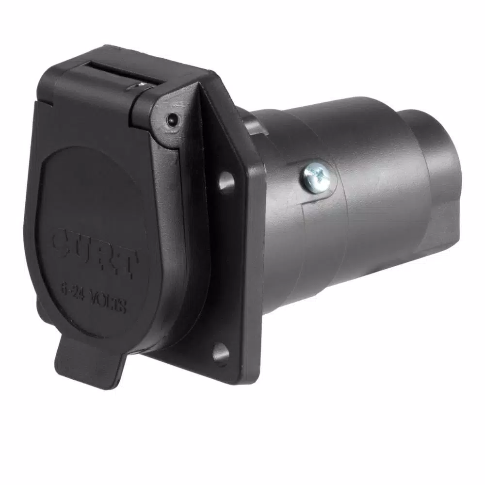 CURT 7-Way Round RV Blade Connector Socket, Vehicle Side
