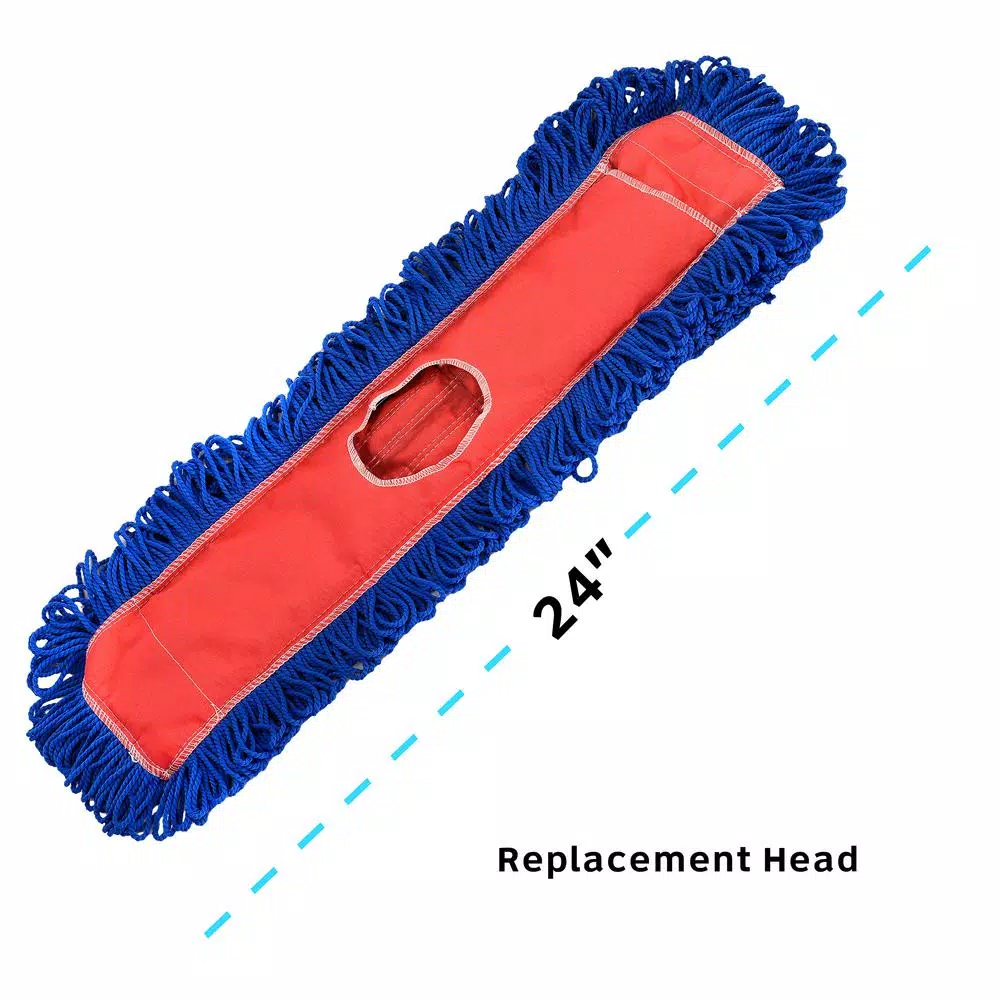 Alpine Industries 24 in. Microfiber Dust Dry Mop Replacement Head, Blue