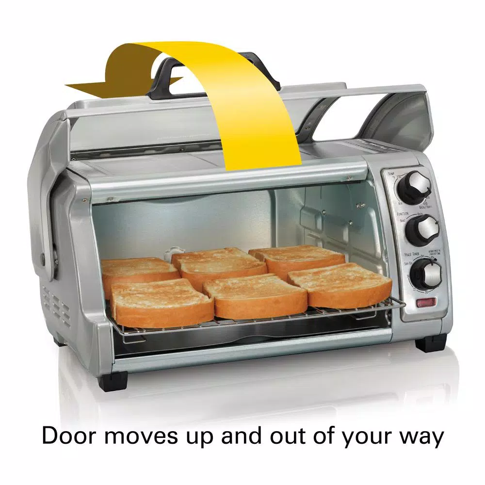 Hamilton Beach Easy Reach 1400W 6-Slice Toaster Oven with Roll Top Door, Silver
