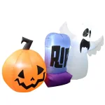ALEKO's 5.5 ft. Pre-Lit Halloween Inflatable Ghost and Jack-o'-lantern RIP Trio thumbnail 5