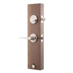 Copper Creek Craftsman Satin Stainless Steel Front Door Handleset with Contemporary Zane Lever Trim thumbnail 4