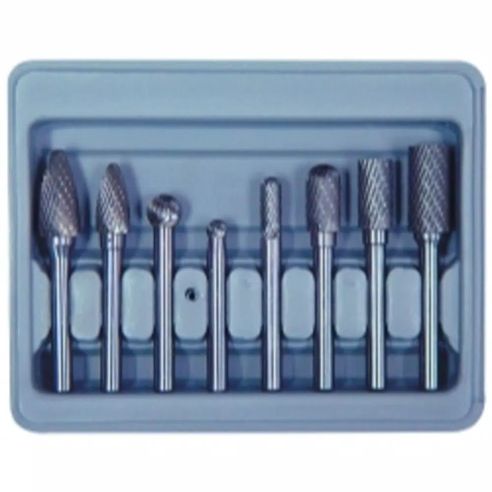 Astro Pneumatic 8-Piece Double Cut Burr Set with Blow Molded Storage Case