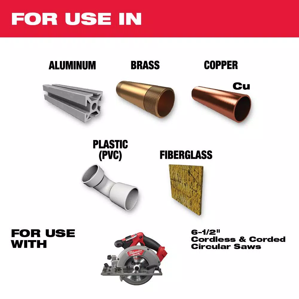 Milwaukee 6-1/2 in. 54T Carbide Aluminum and Metal Cutting Circular Saw Blade