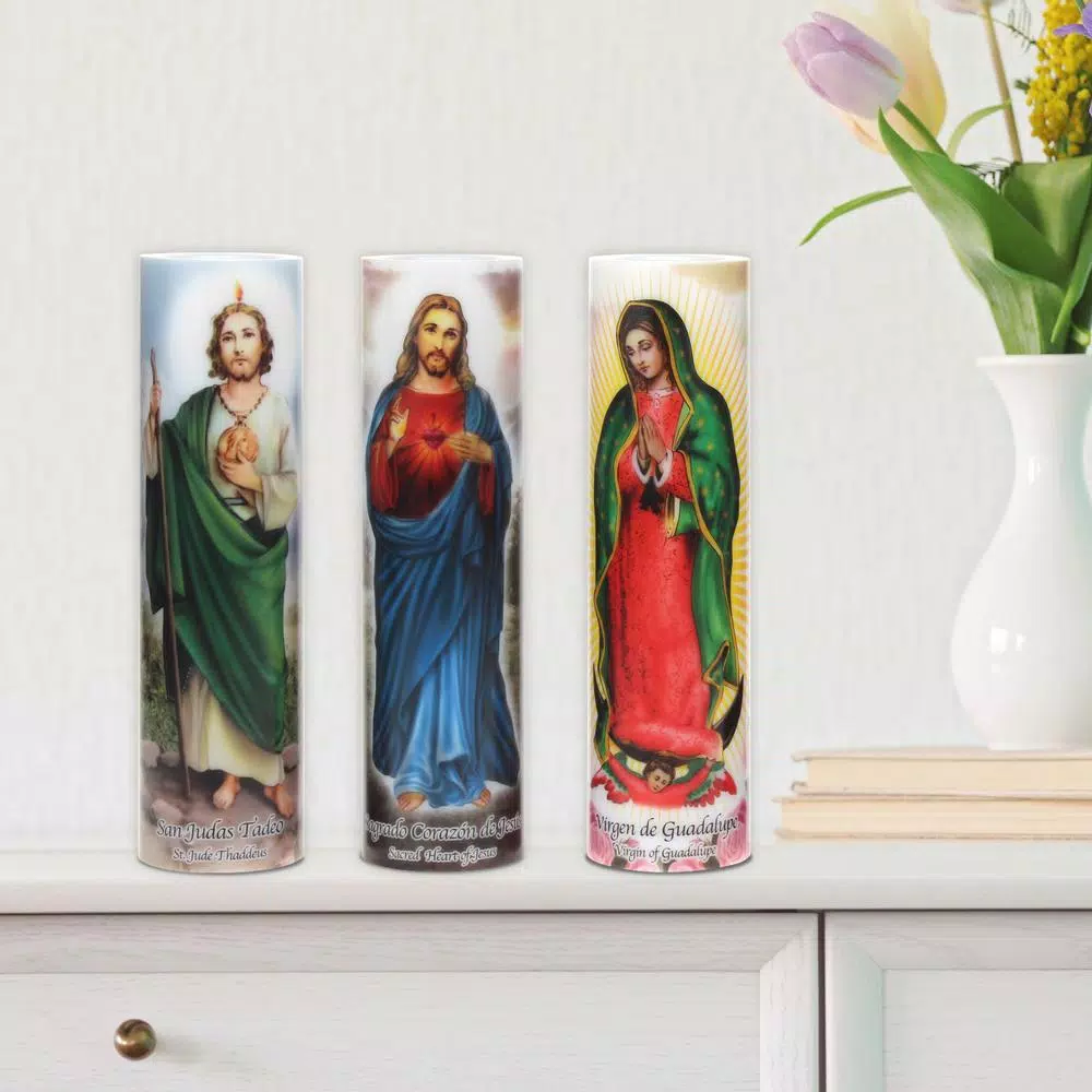 Stonebriar Collection 8 in. Jesus LED Flameless Prayer Candle - English & Spanish