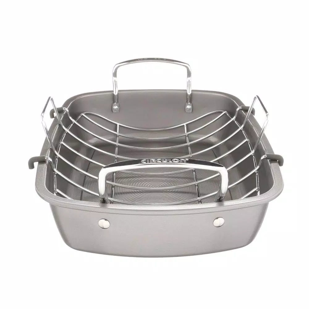 Circulon 17 x 13 in. Nonstick Steel Roasting Pan with U-Shaped Rack