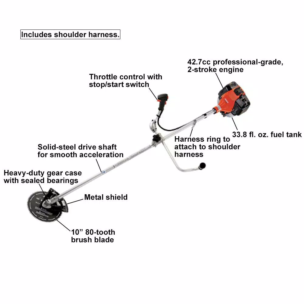 ECHO SRM-410U 42.7 cc Gas 2-Stroke Brush Cutter with 10 in. Blade