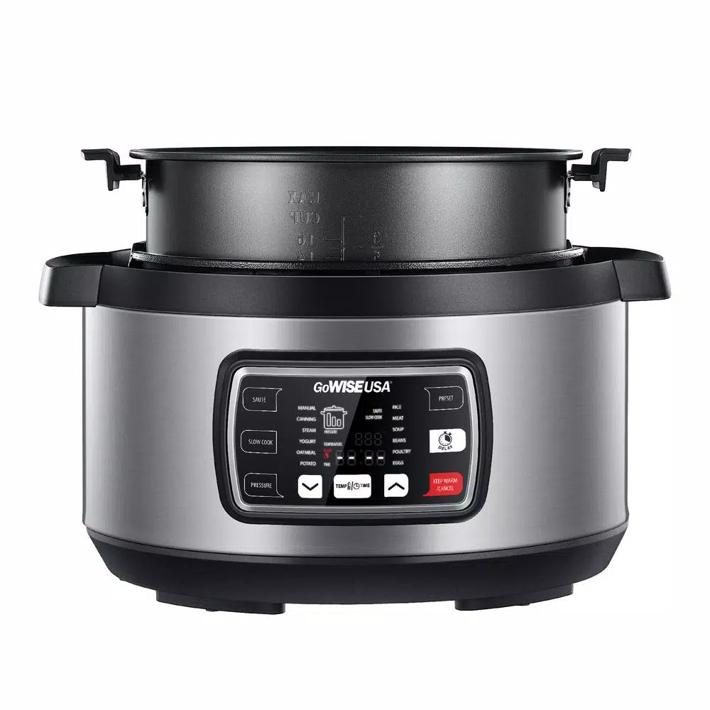GoWISE USA Ovate 9.5 Qt. Stainless Steel Oval Electric Pressure Cooker with 6 Accessories