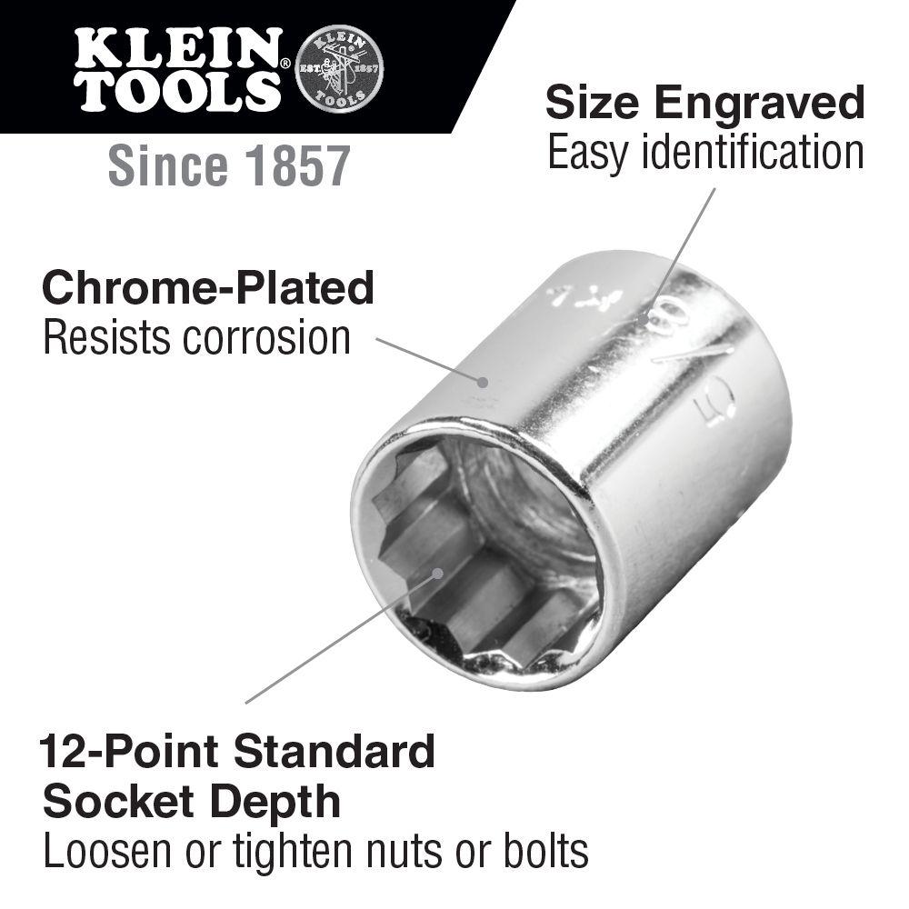 Klein Tools 20-Piece 3/8 in. Drive Socket Wrench Set with Metal Storage Case