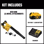 DEWALT 20V MAX Cordless Compact Jobsite Blower Kit with 4.0 Ah Battery and Charger, 135 MPH, 100 CFM thumbnail 2