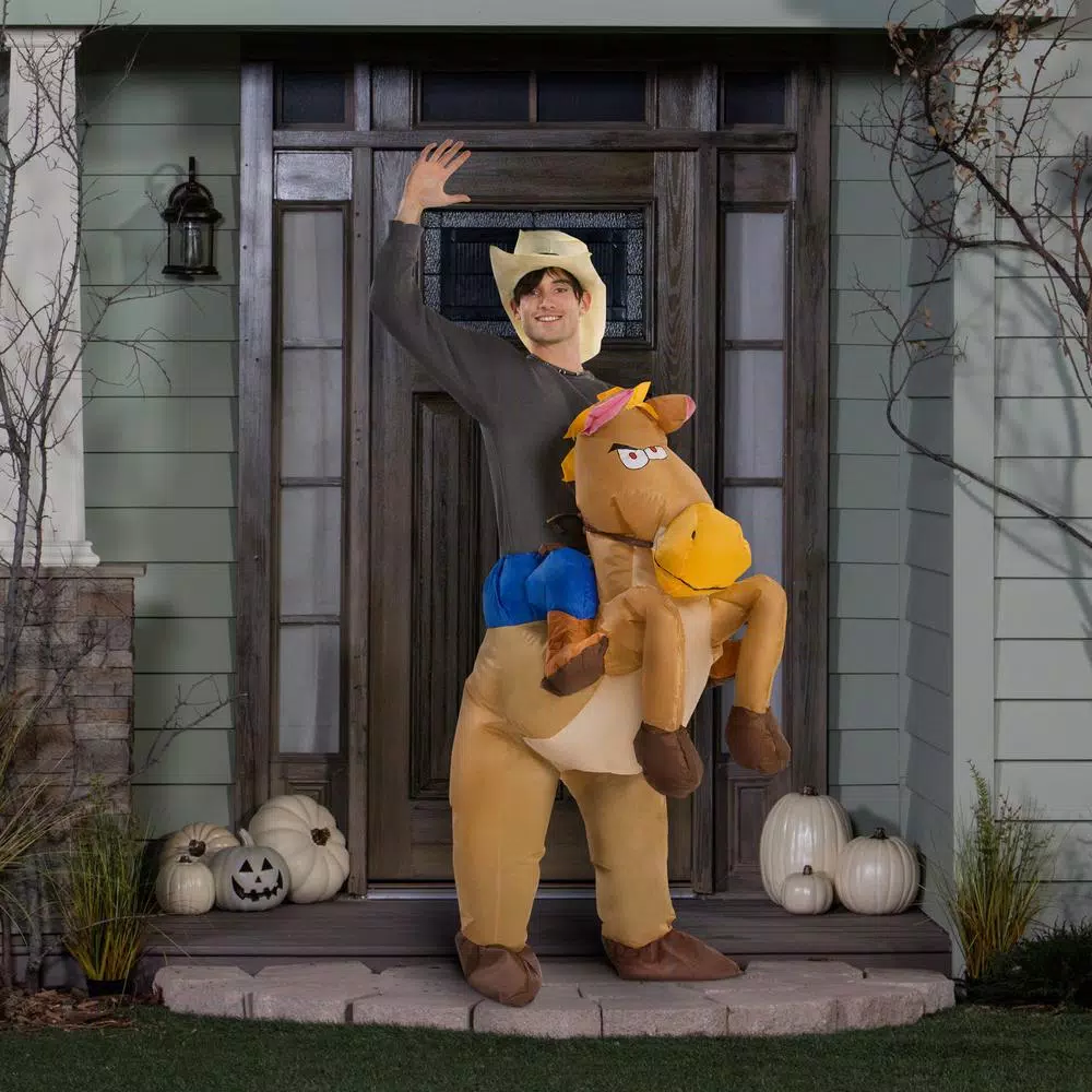 Gemmy Adult Inflatable Riding On Horse Costume - Funny Halloween Costume