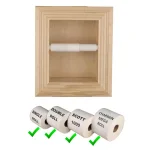 Unbranded Newton Recessed Toilet Paper Holder with Melbourne Frame, Solid Pine, Unfinished thumbnail 4