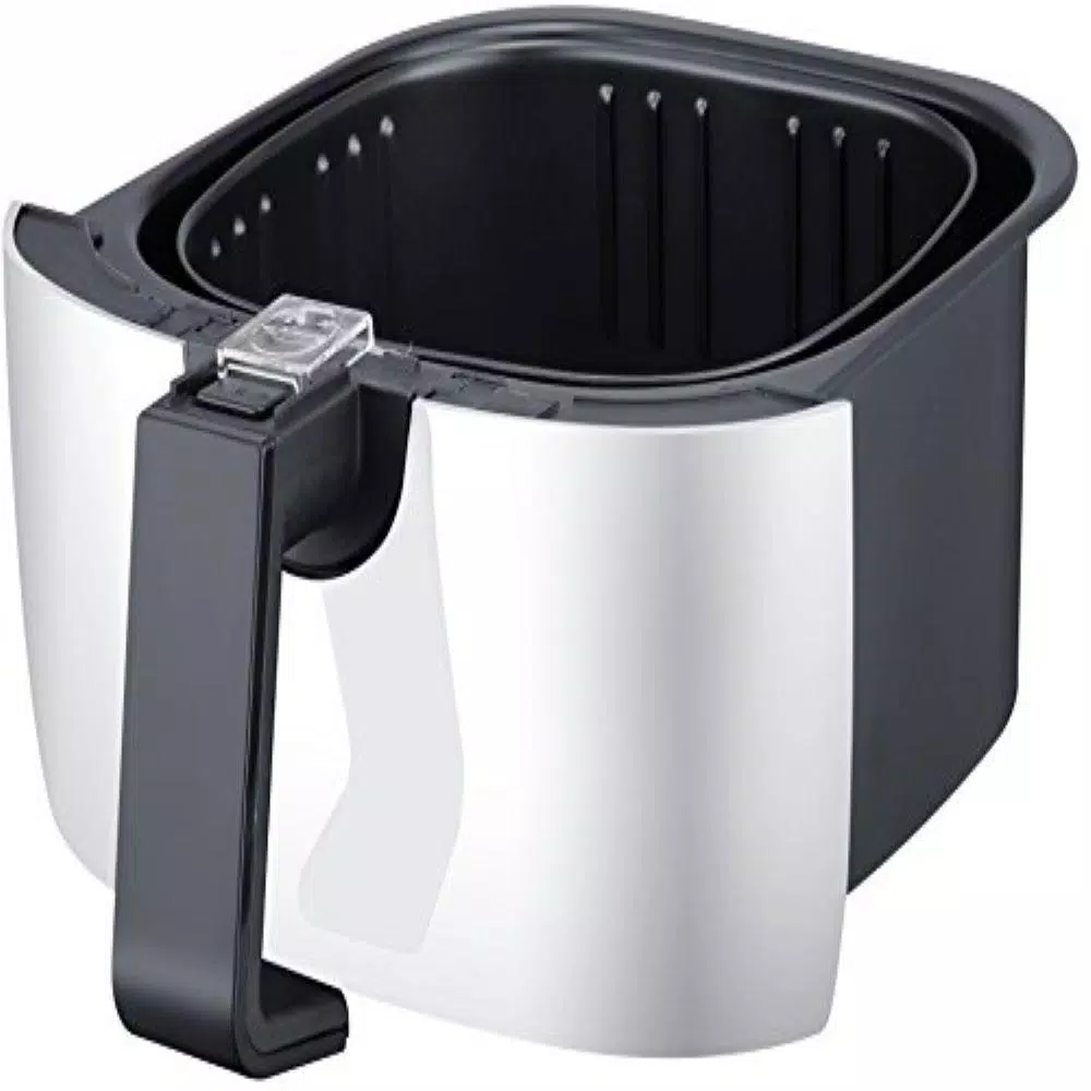Ovente 3.2 Qt. White Air Fryer with Grill Pan and Non-Stick Basket, 1400W, 6 Presets